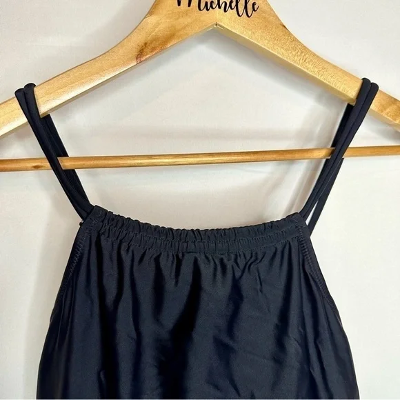 NWT Beachsissi Halter Tankini Top Criss Cross Black Swim Tank Women’s XL - Picture 2 of 9